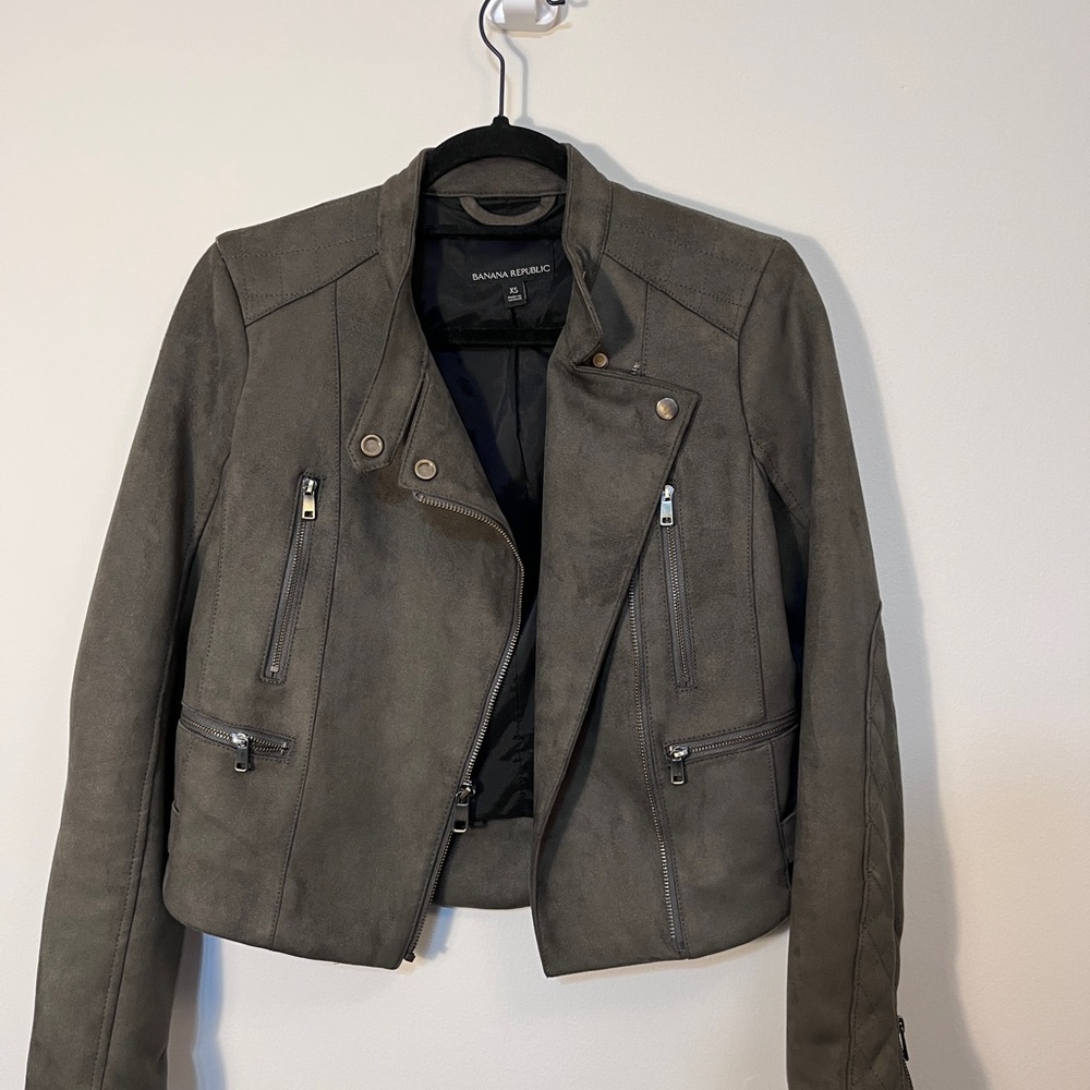 Banana Republic Gray Leather Moto Jacket
